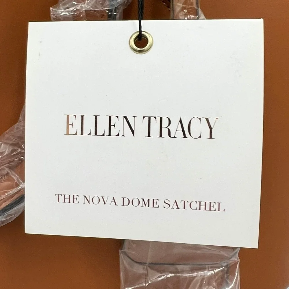 Ellen Tracy Nova Dome Satchel Womens OS Cognac NWT ETH1087 Faux Leather Bag